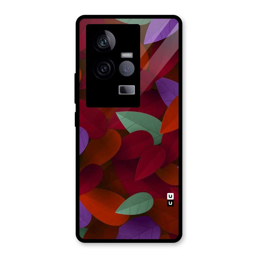 Aesthetic Colorful Leaves Glass Back Case for Vivo iQOO 11 5G