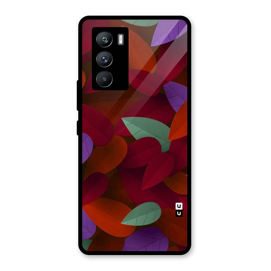 Aesthetic Colorful Leaves Glass Back Case for Vivo iQOO 9 SE