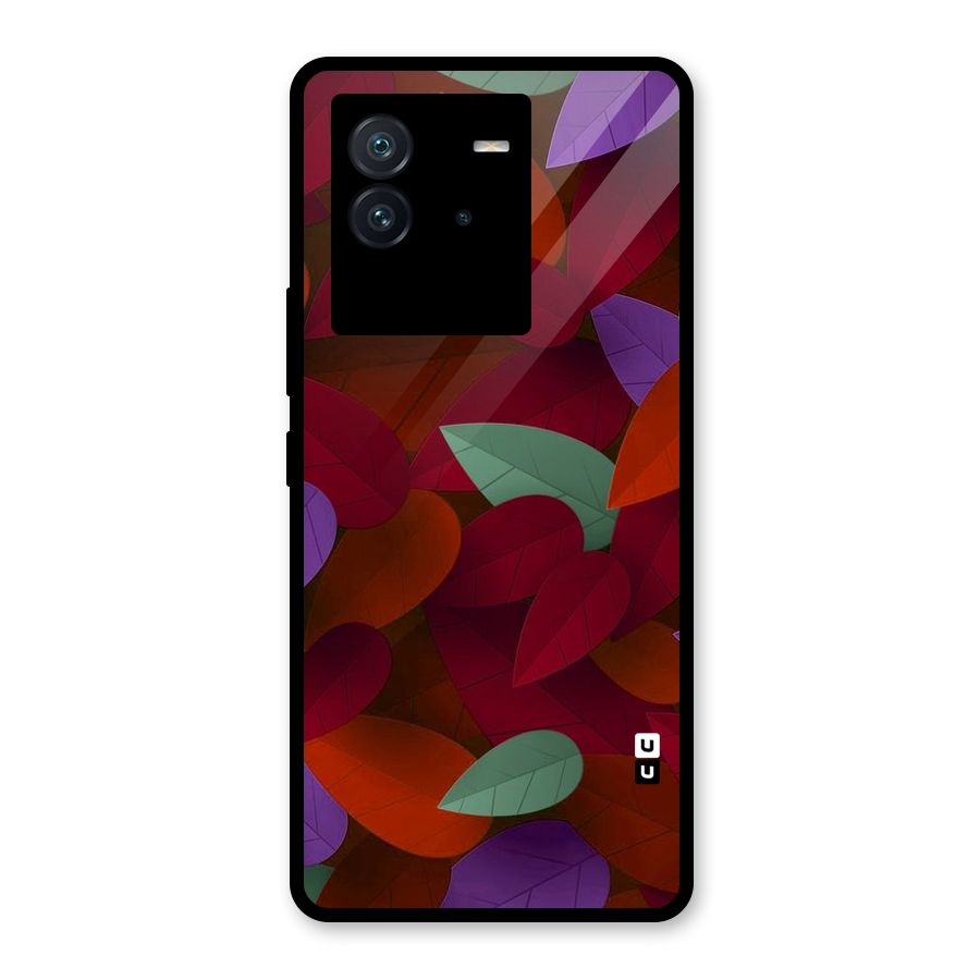 Aesthetic Colorful Leaves Glass Back Case for Vivo iQOO Neo 6 5G