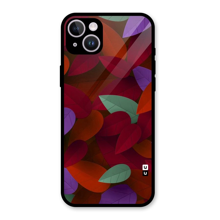 Aesthetic Colorful Leaves Glass Back Case for iPhone 14 Plus