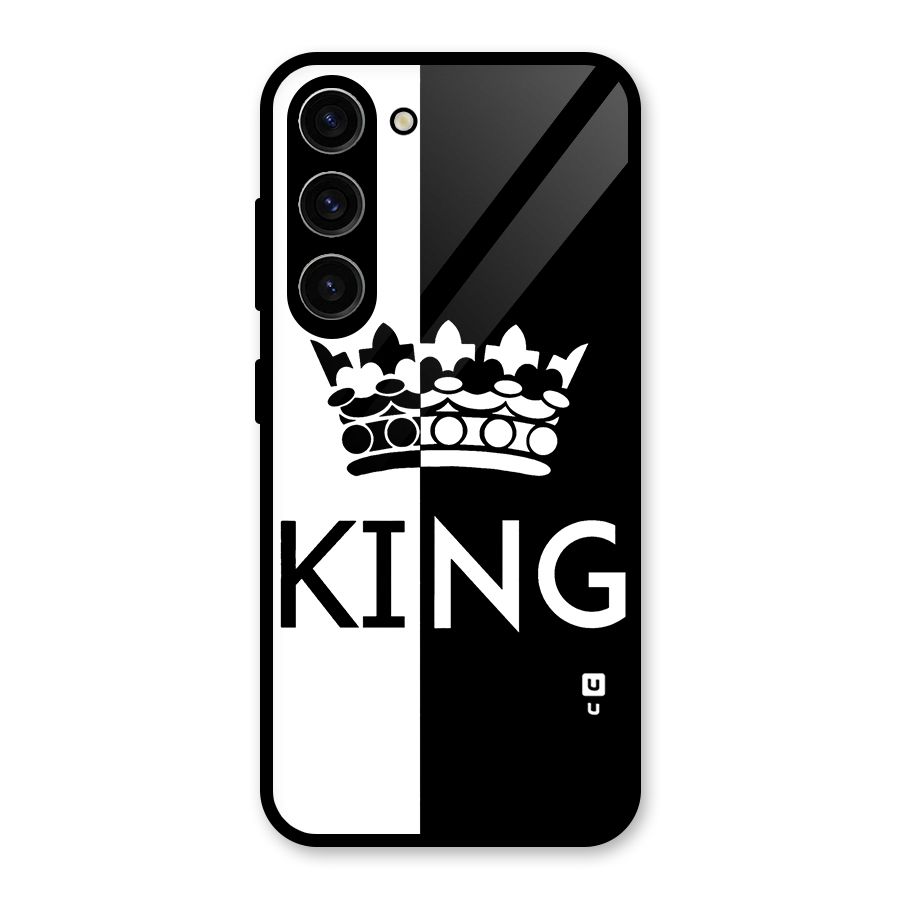 Aesthetic Crown King Glass Back Case for Galaxy S23