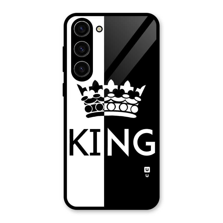 Aesthetic Crown King Glass Back Case for Galaxy S23 Plus