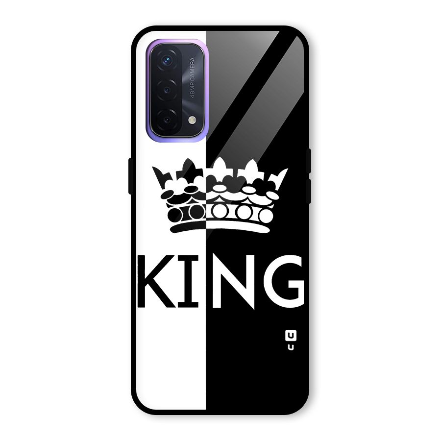 Aesthetic Crown King Glass Back Case for Oppo A74 5G