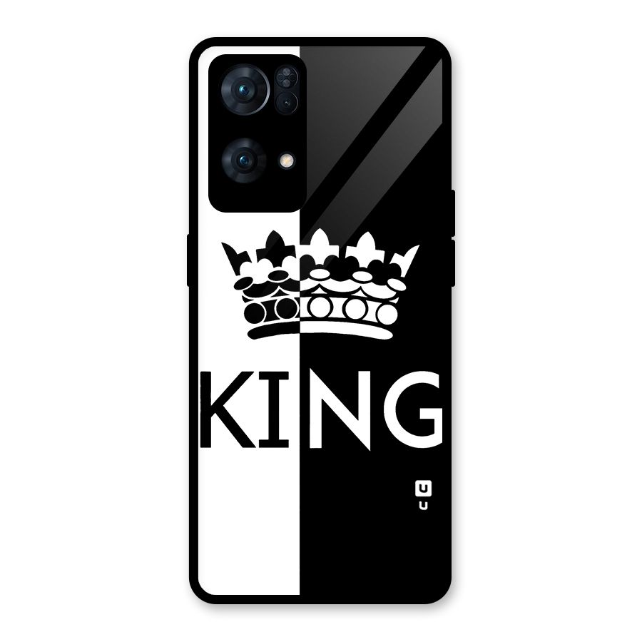 Aesthetic Crown King Glass Back Case for Oppo Reno7 Pro 5G