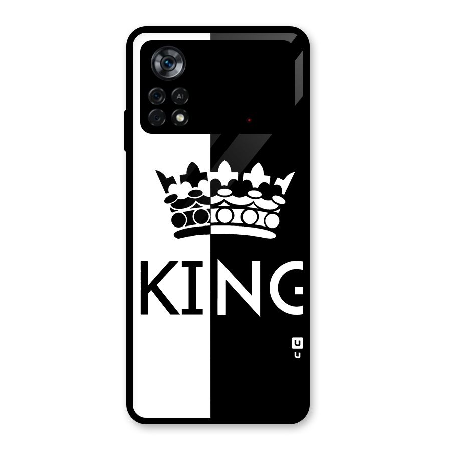 Aesthetic Crown King Glass Back Case for Poco X4 Pro 5G