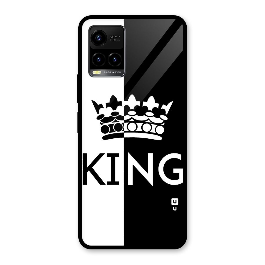 Aesthetic Crown King Glass Back Case for Vivo Y21T