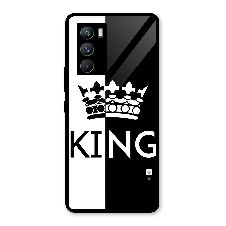 Aesthetic Crown King Glass Back Case for Vivo iQOO 9 SE