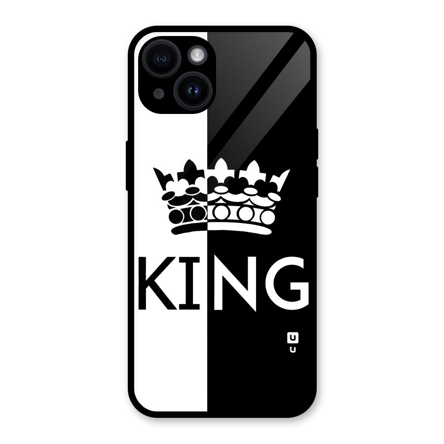 Aesthetic Crown King Glass Back Case for iPhone 14