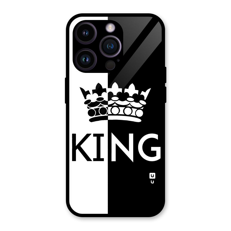 Aesthetic Crown King Glass Back Case for iPhone 14 Pro