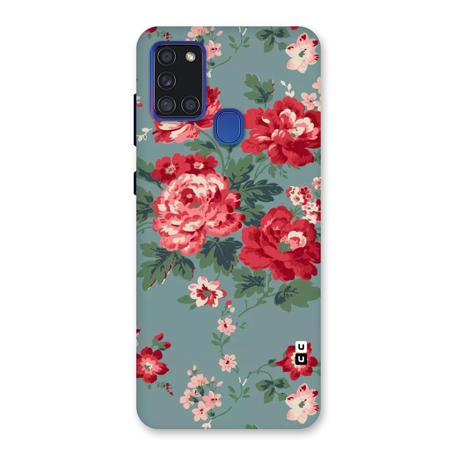 Aesthetic Floral Red Back Case for Galaxy A21s