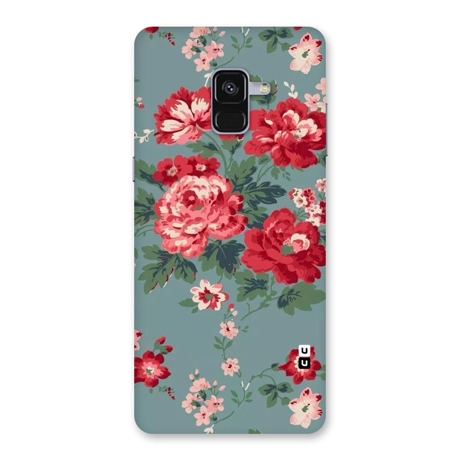 Aesthetic Floral Red Back Case for Galaxy A8 Plus