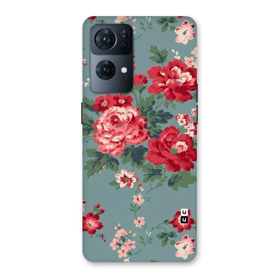 Aesthetic Floral Red Back Case for Oppo Reno7 Pro 5G
