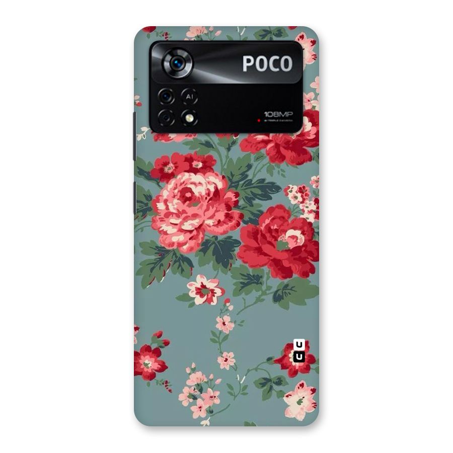 Aesthetic Floral Red Back Case for Poco X4 Pro 5G