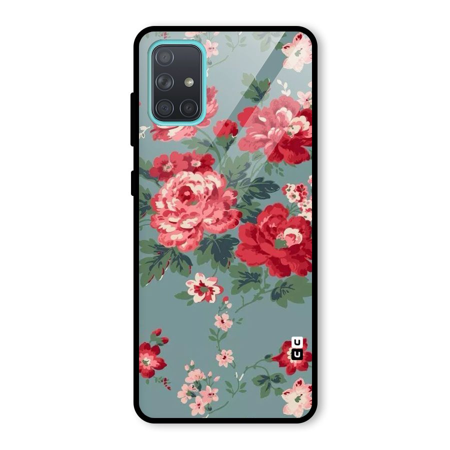 Aesthetic Floral Red Glass Back Case for Galaxy A71