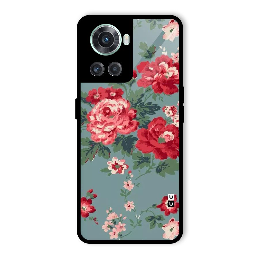 Aesthetic Floral Red Glass Back Case for OnePlus 10R