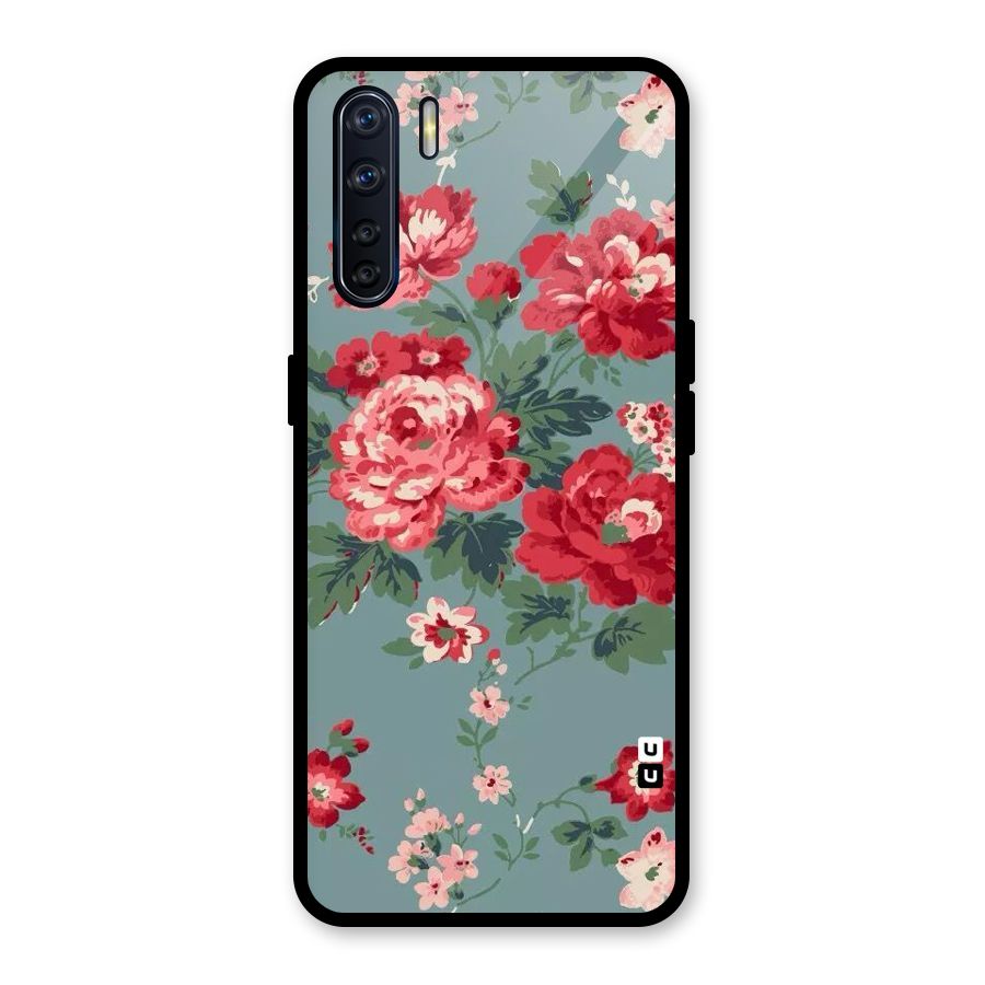 Aesthetic Floral Red Glass Back Case for Oppo F15