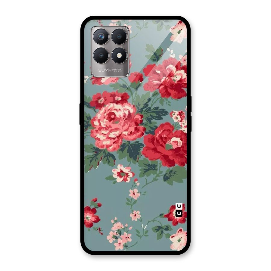 Aesthetic Floral Red Glass Back Case for Realme Narzo 50