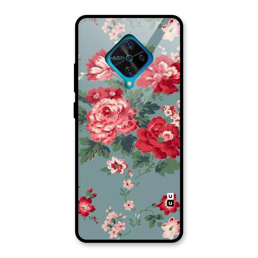 Aesthetic Floral Red Glass Back Case for Vivo S1 Pro