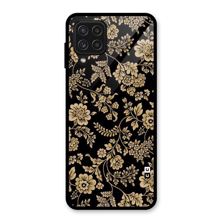 Aesthetic Golden Design Glass Back Case for Galaxy A22 4G