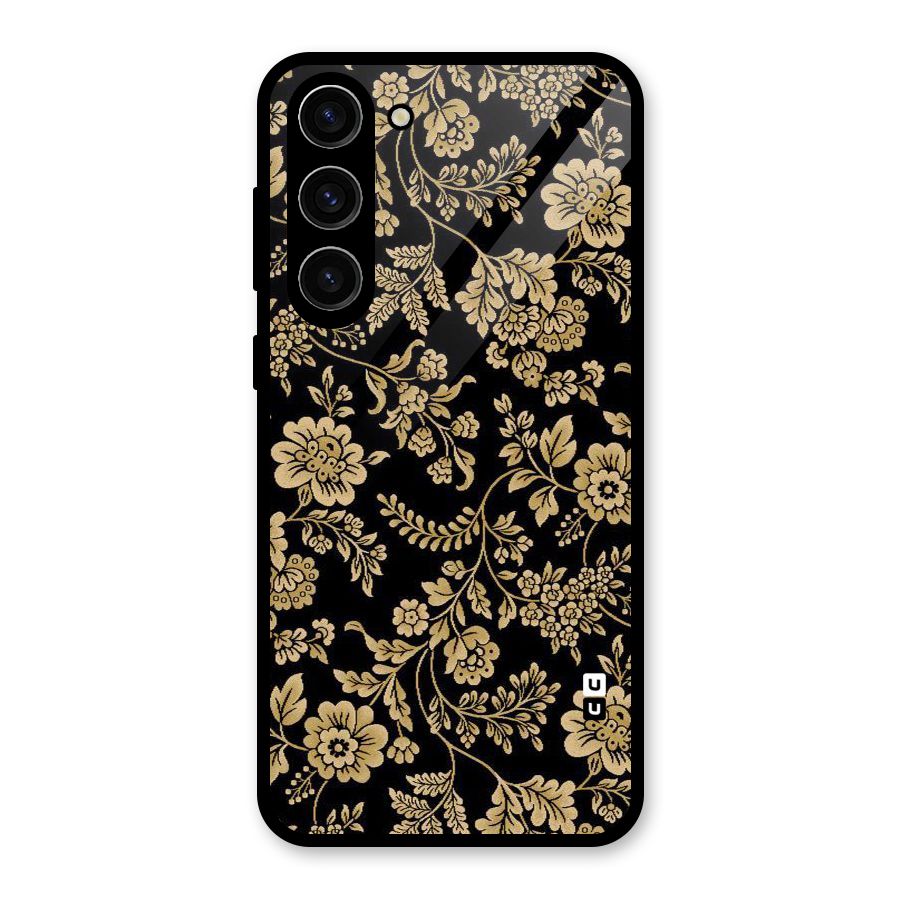 Aesthetic Golden Design Glass Back Case for Galaxy S23 Plus
