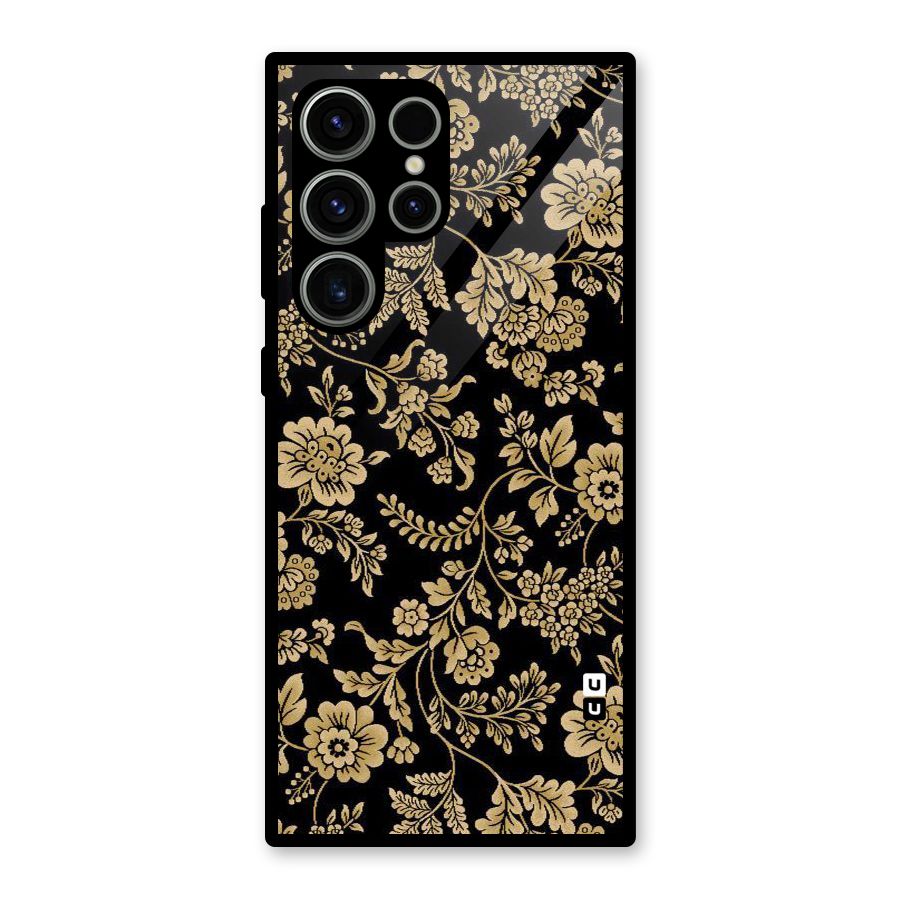 Aesthetic Golden Design Glass Back Case for Galaxy S23 Ultra