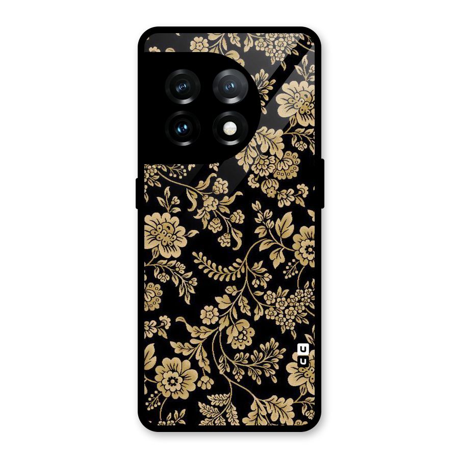 Aesthetic Golden Design Glass Back Case for OnePlus 11