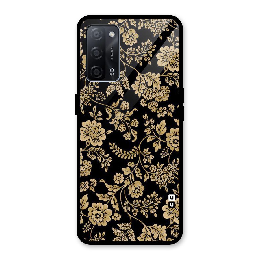 Aesthetic Golden Design Glass Back Case for Oppo A53s 5G