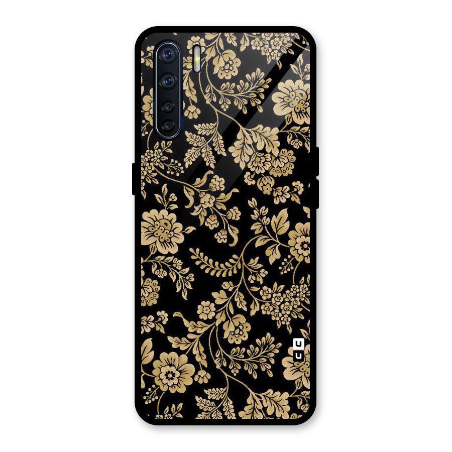 Aesthetic Golden Design Glass Back Case for Oppo F15
