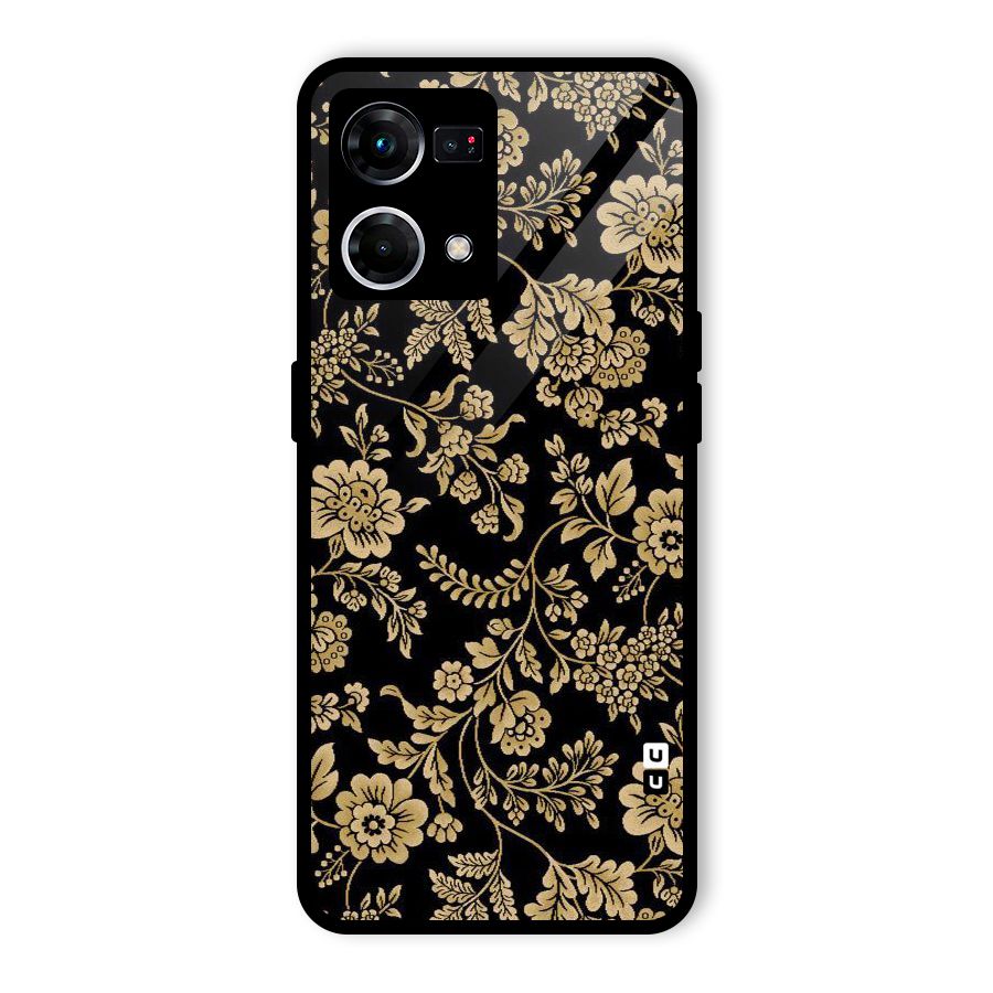 Aesthetic Golden Design Glass Back Case for Oppo F21s Pro 4G