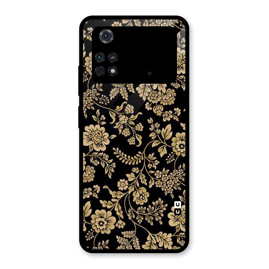 Aesthetic Golden Design Glass Back Case for Poco M4 Pro 4G