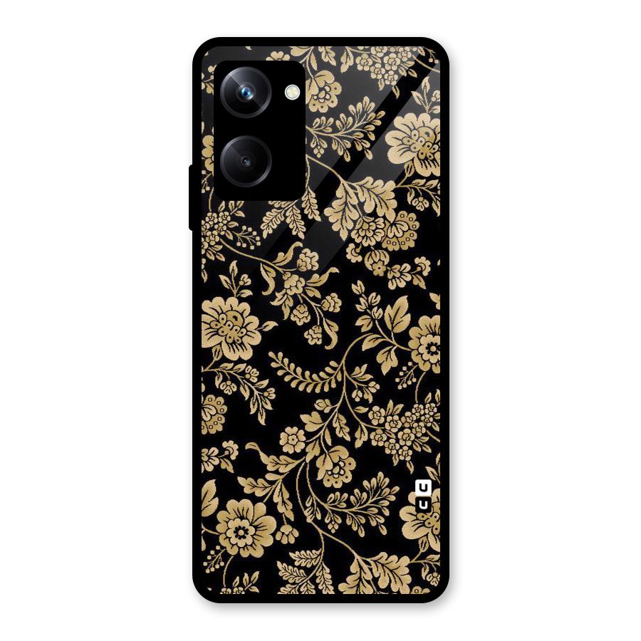Aesthetic Golden Design Glass Back Case for Realme 10 Pro