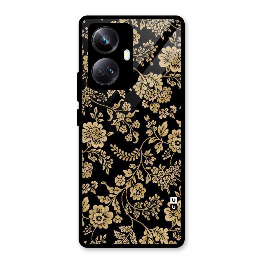 Aesthetic Golden Design Glass Back Case for Realme 10 Pro Plus