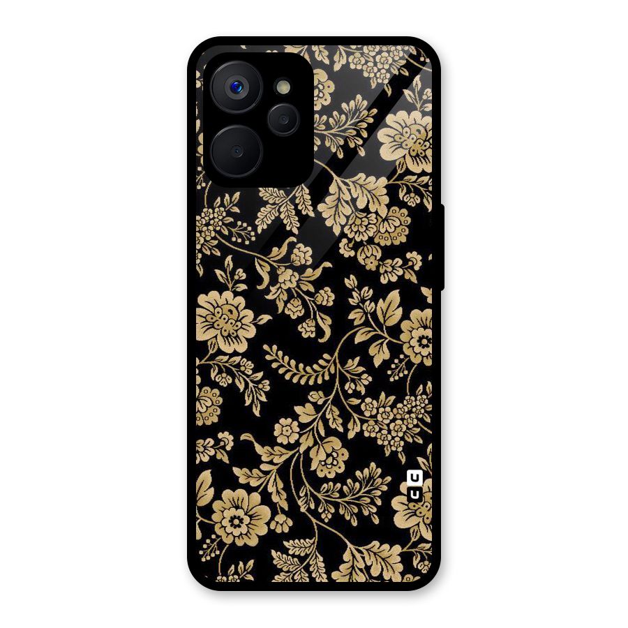 Aesthetic Golden Design Glass Back Case for Realme 9i 5G