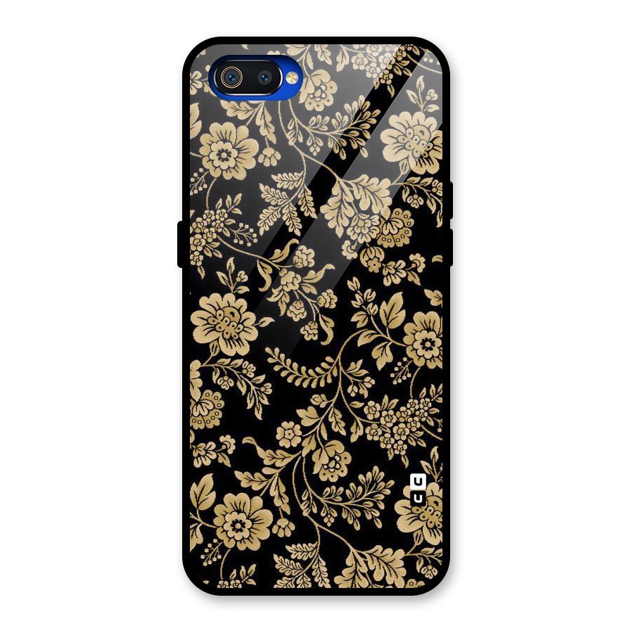 Aesthetic Golden Design Glass Back Case for Realme C2