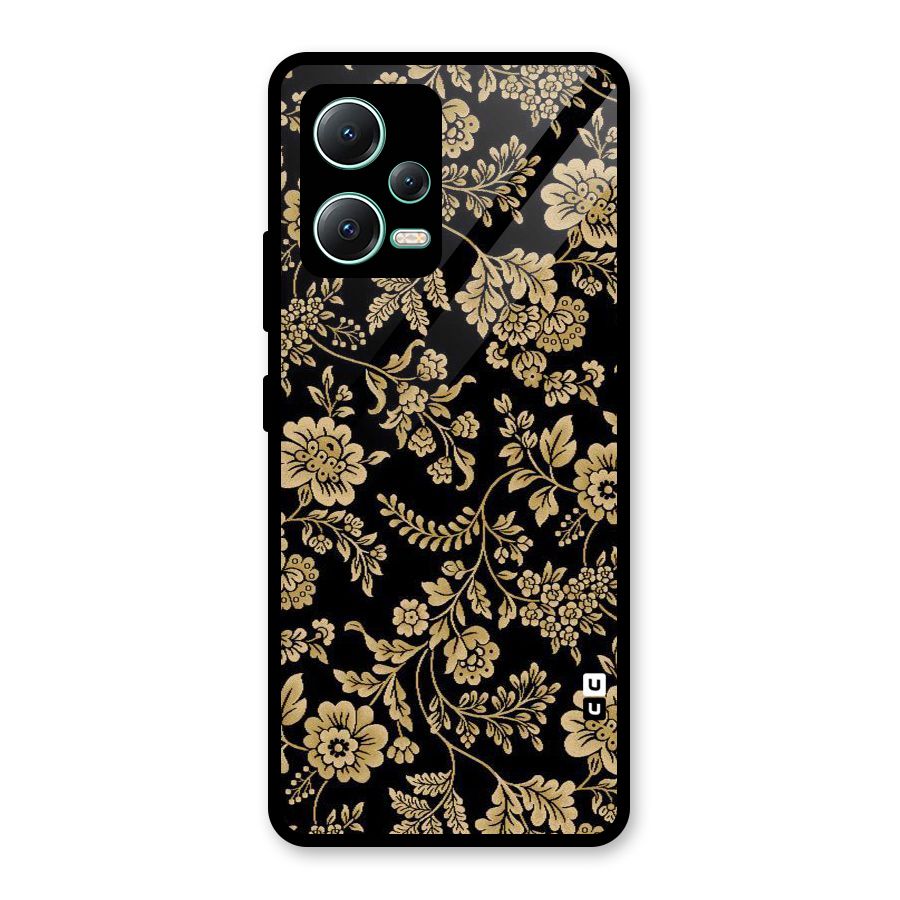 Aesthetic Golden Design Glass Back Case for Redmi Note 12 5G
