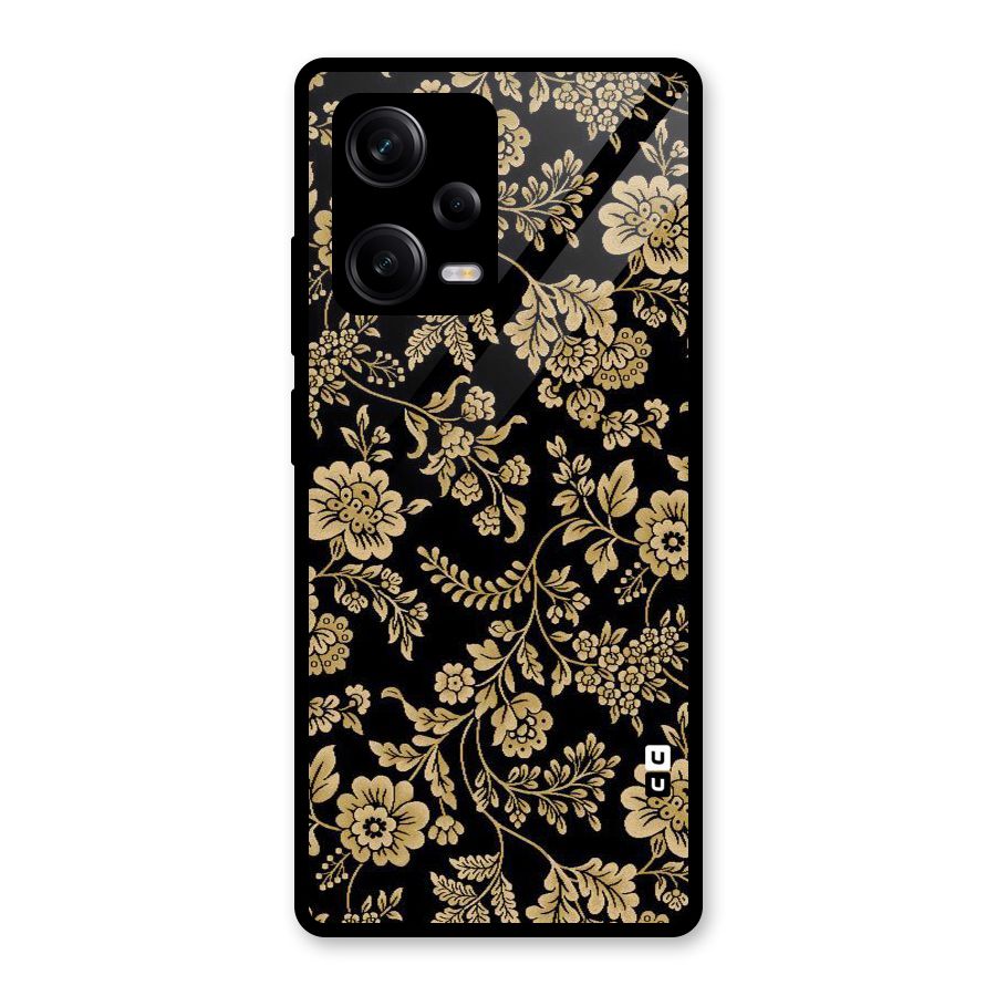 Aesthetic Golden Design Glass Back Case for Redmi Note 12 Pro