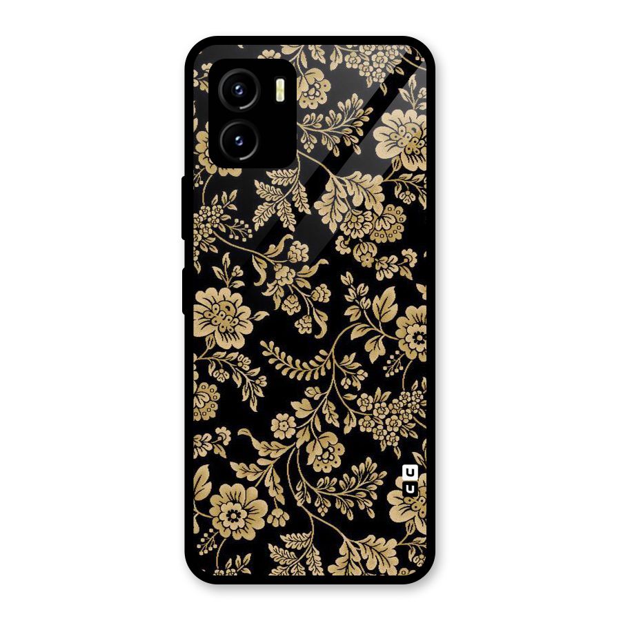 Aesthetic Golden Design Glass Back Case for Vivo Y15s