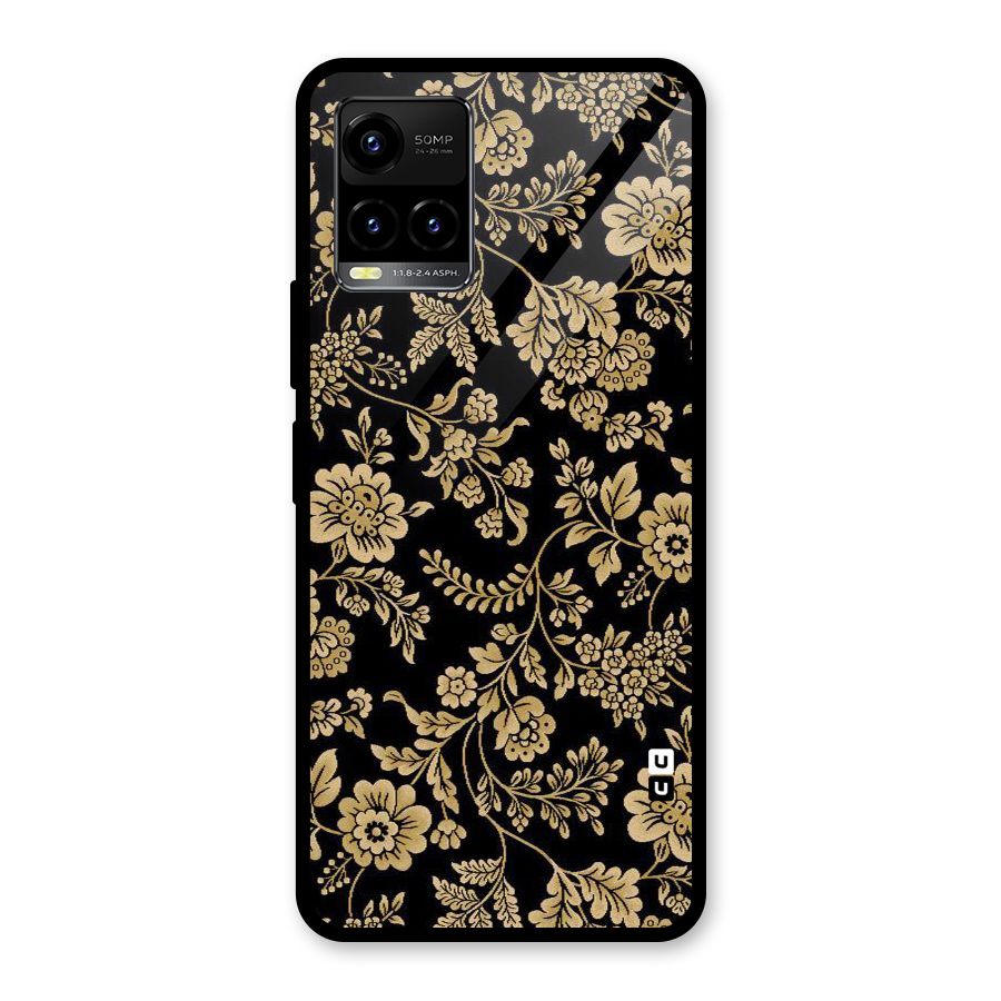 Aesthetic Golden Design Glass Back Case for Vivo Y21A