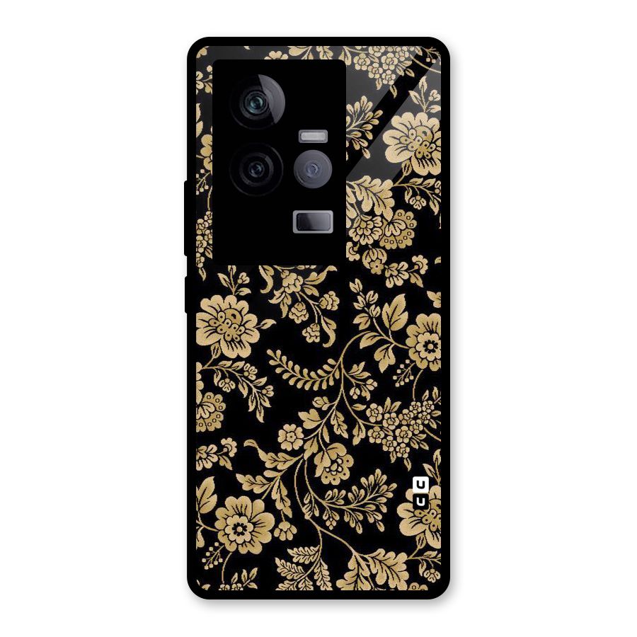 Aesthetic Golden Design Glass Back Case for Vivo iQOO 11 5G