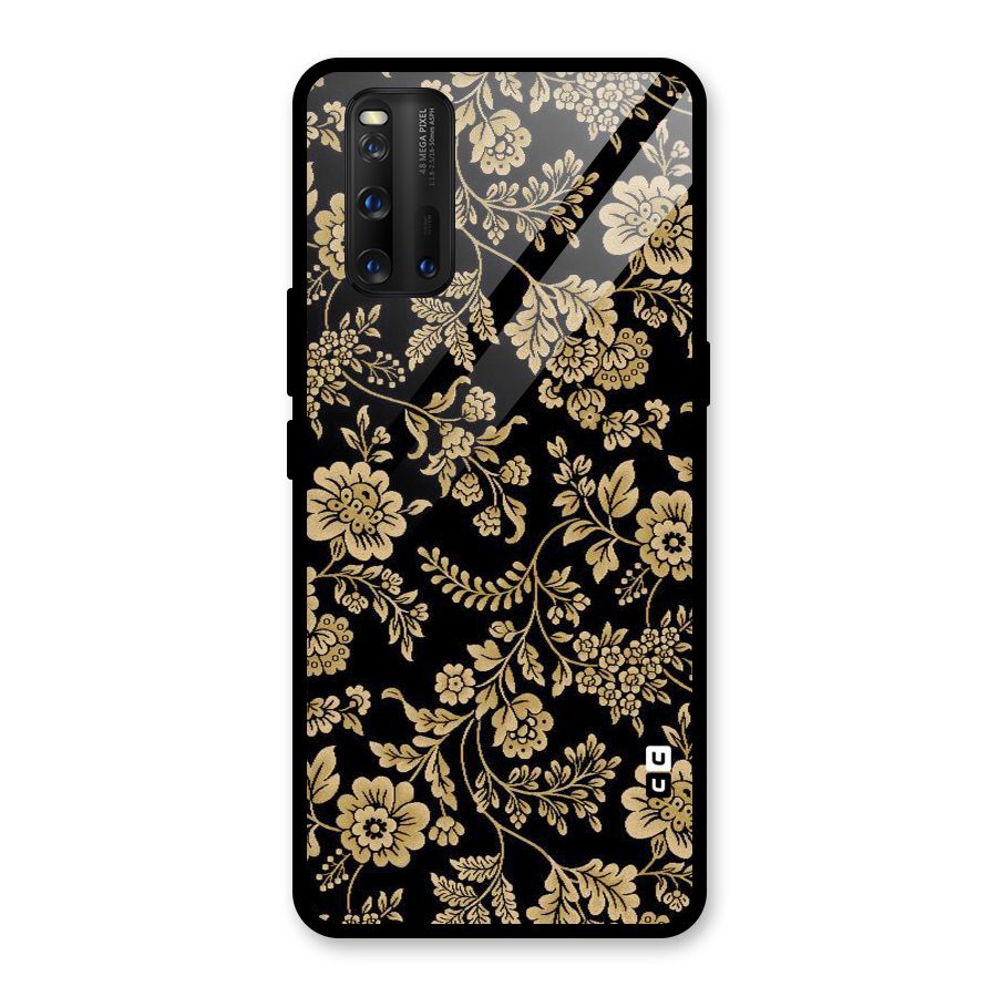 Aesthetic Golden Design Glass Back Case for Vivo iQOO 3