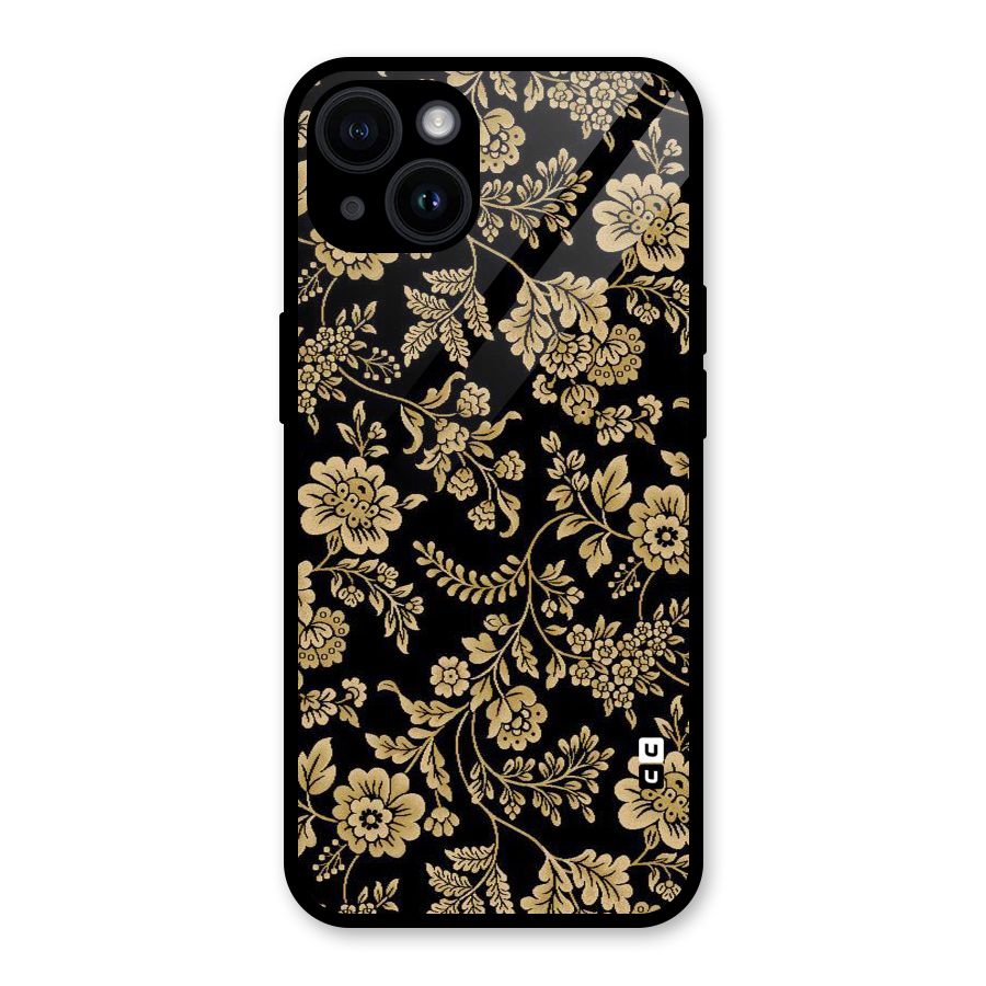 Aesthetic Golden Design Glass Back Case for iPhone 14