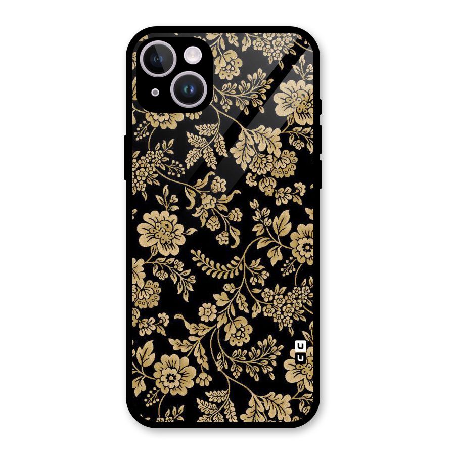 Aesthetic Golden Design Glass Back Case for iPhone 14 Plus
