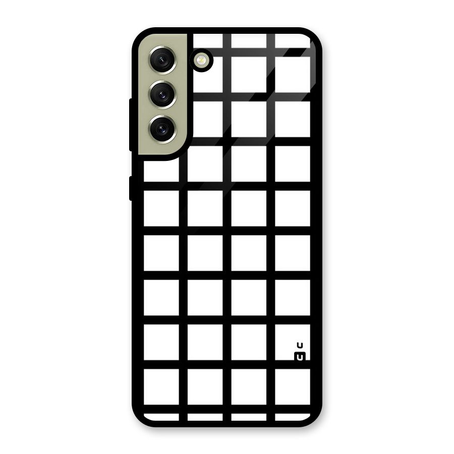 Aesthetic Grid Lines Glass Back Case for Galaxy S21 FE 5G