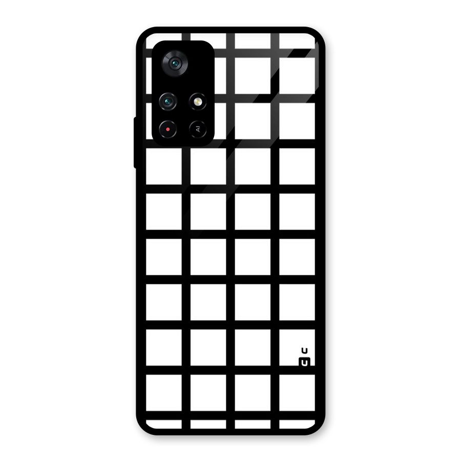 Aesthetic Grid Lines Glass Back Case for Poco M4 Pro 5G