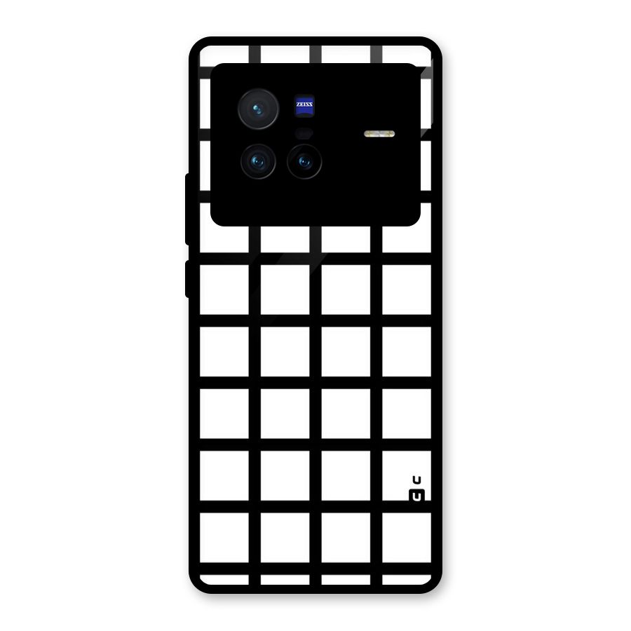 Aesthetic Grid Lines Glass Back Case for Vivo X80
