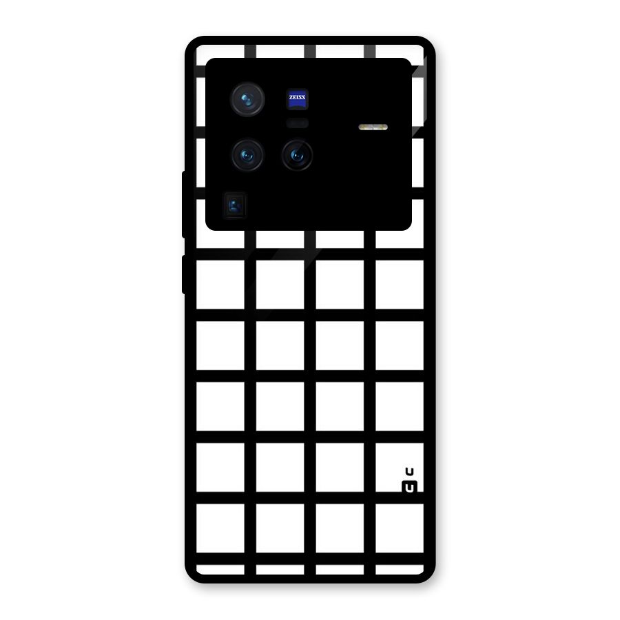 Aesthetic Grid Lines Glass Back Case for Vivo X80 Pro