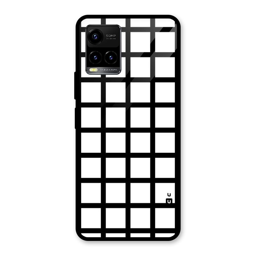 Aesthetic Grid Lines Glass Back Case for Vivo Y21A