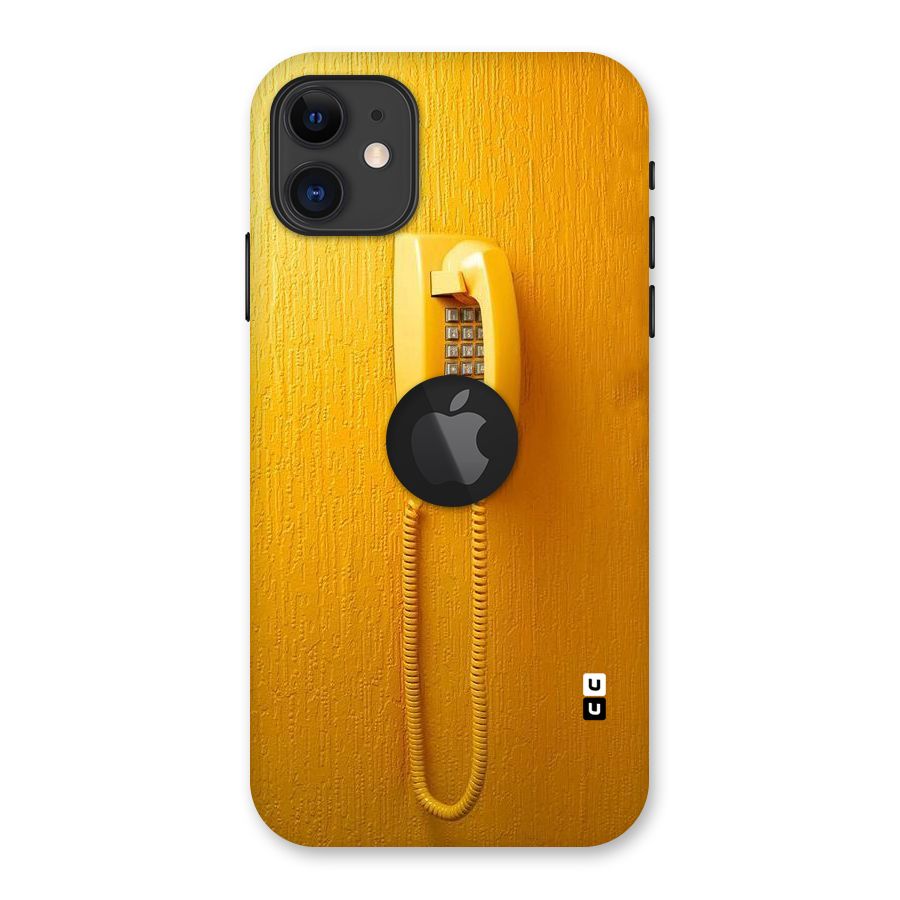 Aesthetic Yellow Telephone Back Case for iPhone 11 Logo Cut