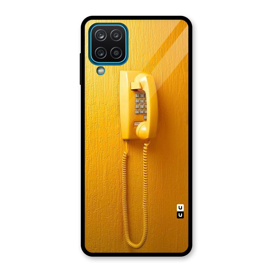 Aesthetic Yellow Telephone Glass Back Case for Galaxy A12
