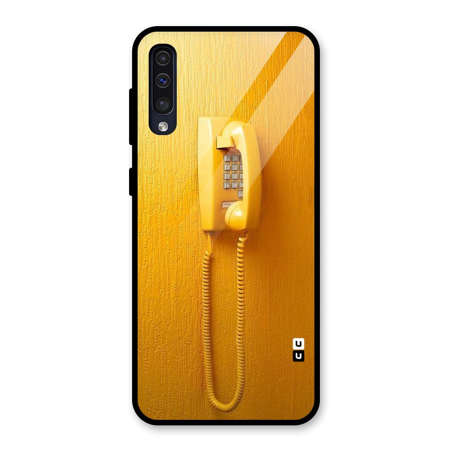 Aesthetic Yellow Telephone Glass Back Case for Galaxy A50